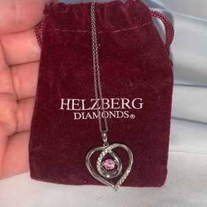 Helzberg Diamonds Flutter Pink Heart Diamond Necklace 925 Silver from Italy
